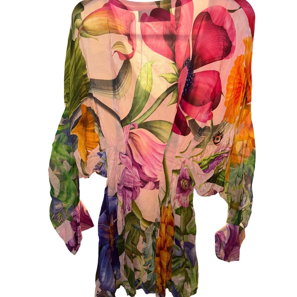 Limerick by Abirr N Nanki Pink Floral Embroidered Draped Mini Dress Small - Picture 8 of 10